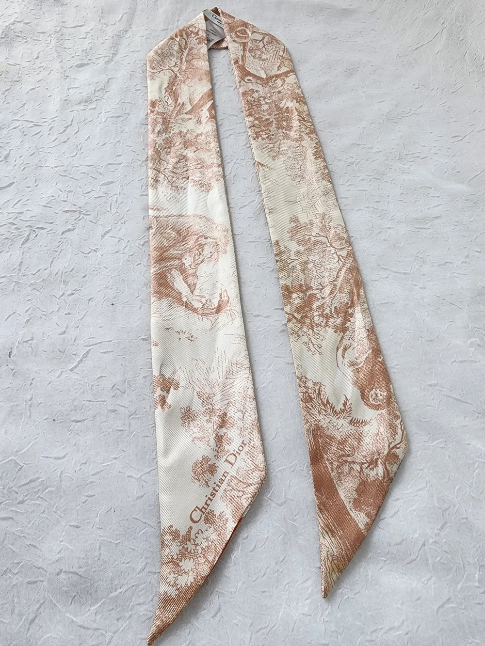 Dior Tan & Cream Silk Bag Scarf